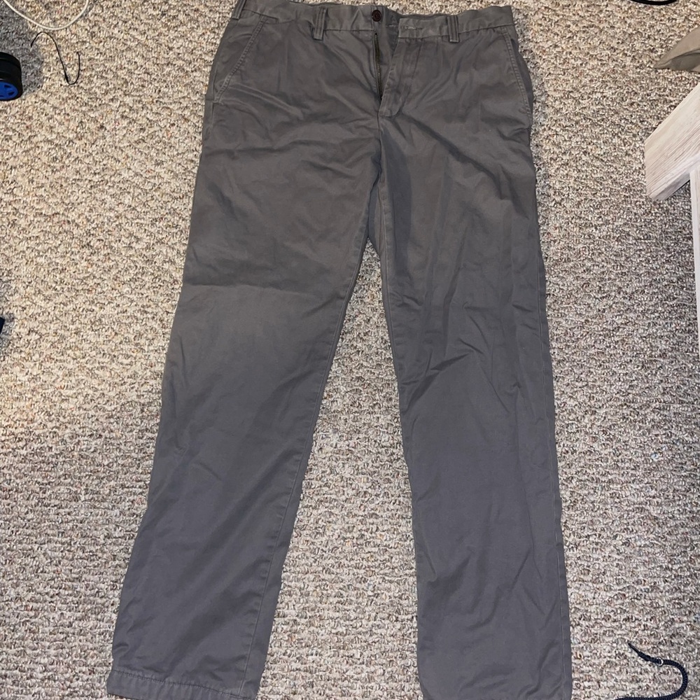Lands end Grey flannel lined khakis.